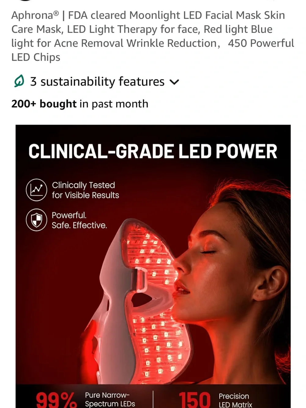 Aphr ona White LED Facial Mask – Moonlight Light Therapy for Skin